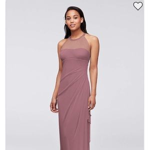 David’s Bridal Mesh high neck dress quartz size 6